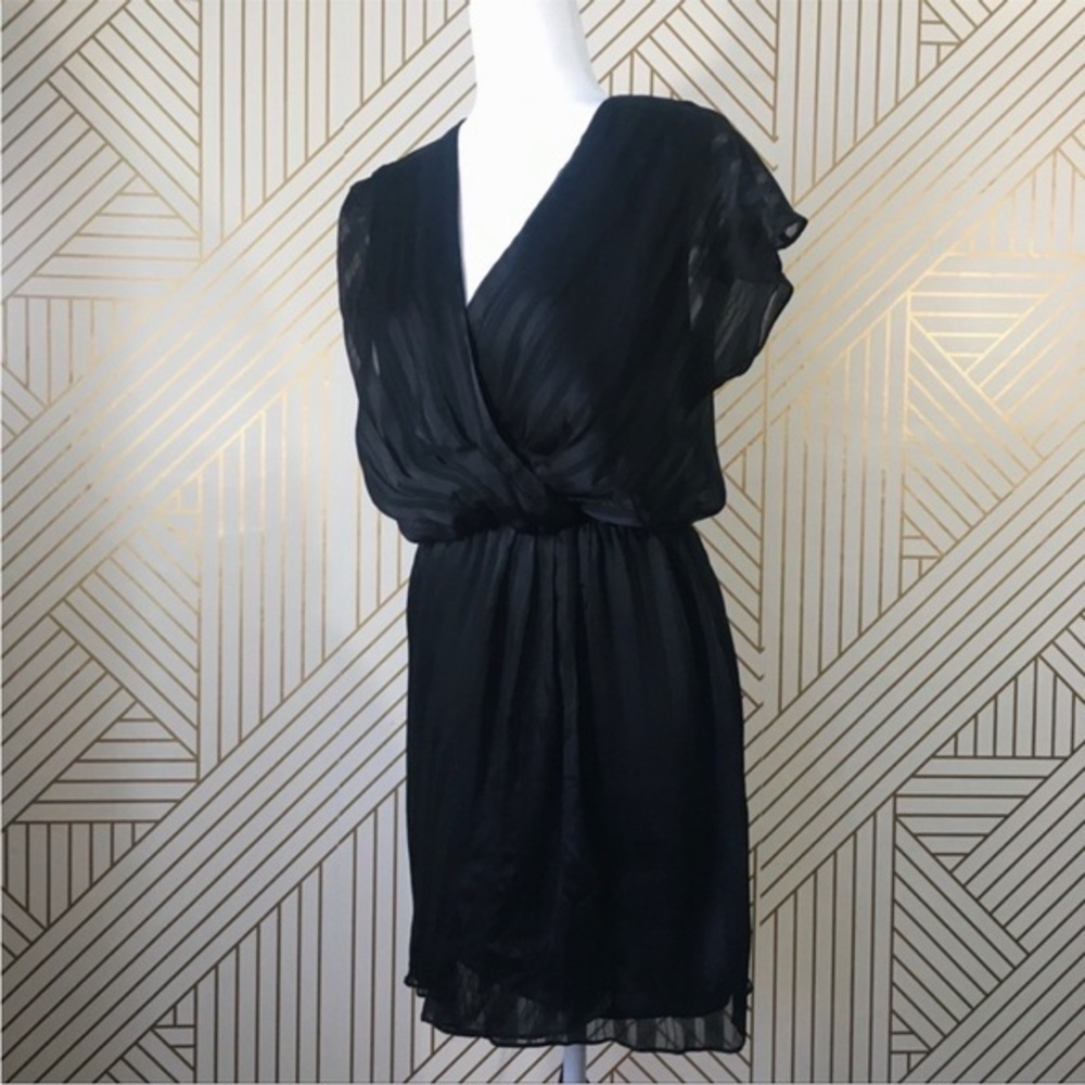 🍀 3/$30 W118  by Walter Baker black dress cinched waist semi sheer chiffon cross